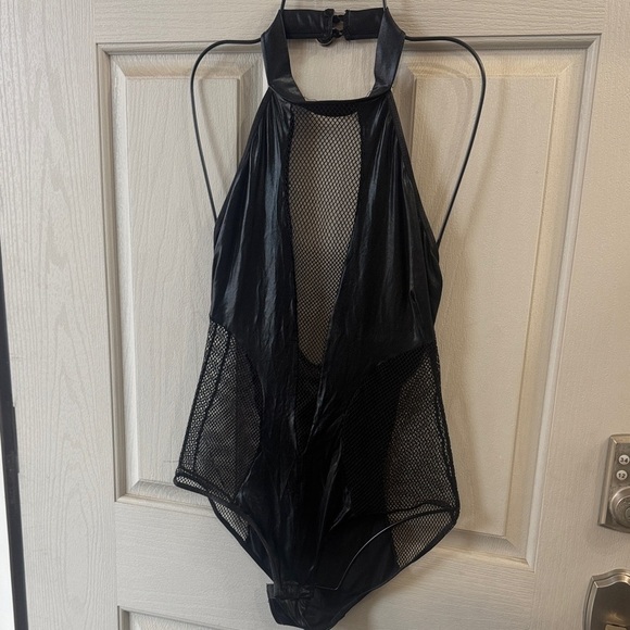 Bodyrage Other - Black Mesh Halter Bodysuit